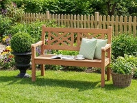 실로밤 49인치 전천후 폴리 목재 야외 벤치 - 장식용 등받이와 곡선 팔걸이가 있는 2인용 정원 현관 뒷마당 공원용 변색 방지 파티오 벤치(티크... 