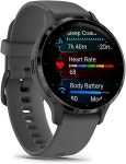 Garmin 010-02785-00 Venu 3S 헬스 피트니스 GPS 스마트워치 스틸 베젤 페블 그레이 케이스 41mm | 미국 공식 파트너 모델 데코 스크린... 