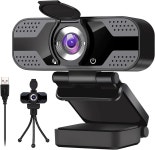 JORPETS 웹캠 HD 1080P 110° 광각 컴퓨터 카메라 내장 마이크 소음 감소 PC 간편한 USB 연결 자동 조명 보정 높이 조절 프라이버시 커버 회의... 