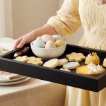 나무 직사각형 서빙 트레이 손잡이 포함 2개 세트(15 x11 및 13 x10 ) 오스만용 대형 아침 식사 인 베드 저녁 커피 Tray-black : 용산방충망천재