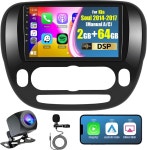 기아 쏘울 2014-2017 (수동 A/C) 안드로이드 카 스테레오 라디오 무선 카플레이 오토 9 터치스크린 WiFi GPS 내비게이션 블루투스 FM RDS... 