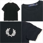 Fred Perry 프레드페리 여성용 메쉬 커프 피케 티셔츠 반팔 블랙 G2167-102 : 레어바이브