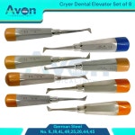 덴탈 루트 픽 크라이어 엘리베이터 8대 팩 #1L #1R #4L #4R #25 #26 #44 #45 좌우 컬러 엔드가 있는 중공 핸들 - 독일 스테인리스 스틸... 