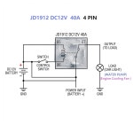 JD1912 차량 모터 퓨즈 릴레이 스위치 전원용 4핀 DC 12V 40A 1 : 바이포트B