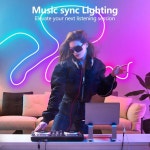 네온 스트립 조명 5V USB 전원 앱 제어 기능이 있는 64피트 스마트 음악 동기화 게이밍 PC 을 위한 구부릴 수 LED 바 파티 홈 시어터 장식 룸... 