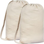 GFI 린넨 클럽 2팩 프리미엄 캔버스 세탁 가방 어깨끈 포함 75x56 CM 40L 100% 면 내구성 있는 직물 직조 코드 잠금이 드로스트링... 