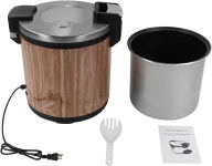상업용 밥솥 23L /6Gal 스테인리스 전기밥솥 100컵 원터치 작동 대용량 110V 110W 우드 컬러 : 온새미로투