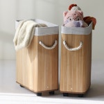 바퀴달린 대나무 세탁바구니 좁은 슬릿형 가정용 수납 이동식 대용량 틈새형 적층형 라탄 인형 장난감 보관용 : 탐라월드