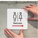 에스웍 Restroom 우측 알림판 13x13cm 1호 화장실표찰 화장실안내표지판 : 제이에스웍스