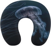 깊은 바다 여행용 베개 U자형 메모리 폼 비행기 목 가벼운 소프트 헤드레스트 휴대용 지지대 홈 오피스 캠핑 수면을 위한 FeekiLoot 젤리피쉬... 