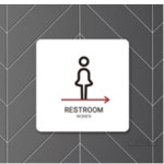 에스웍 RESTROOM WOMEN 우측 알림판 13x13cm 2호 화장실표시판 화장실문구 : 제이에스웍스