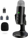 PC용 ZealSound 무선 마이크 게인 음소거 모니터 및 에코 컨트롤이 포함된 노이즈 캔슬링 팟캐스트 유튜브용 ASMR 스트리밍... 