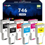 메기이스 746 잉크 카트리지 300ml 대용량 세트 P2V83A P2V82A P2V8A P2V80A P2V79A 디자인젯 Z6 및 Z9+ 대형 프린터 6팩용 칩 교체... 