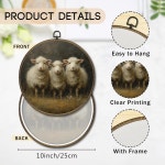OINDAE 빈티지 부활절 양 원형 벽 아트 데코 다크 코티지 코어 행잉 소박한 농장 동물 액자 거실 침실용 캔버스 10x10in color-6 : 하은이네사