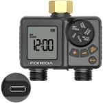 정원 호스를 위한 2개의 출구 물 타이머 황동 흡입구로 물주기를 프로그래머블 호스 USBC 스프링클러 IPX6 잔디 마당 농장 수영장을 강우... 