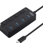스마트폰연결 컴퓨터허브 USB3.0 Type C 4포트 허브 블랙 멀티포트 포트확장 : 럭키브릿지몰