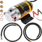 FACFUEL 전기 오일 추출기 펌프 12V 5.8L/min 고유량 교체 5/8인치 ID 고무 호스 엔진 기어 모터 변속기 오일용 해양 이송 C-Black Hose... 
