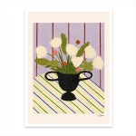 [칼라야노스] Flowers on Striped Cloth (액자포함) 50x70cm : 온니유니크 작품판매샵