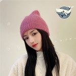 겨울모자 귀여운 고양이 귀 니트 비니 핑크 컬러 따뜻한 : 강바동네