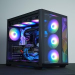 주소 지정 가능한 RGB LED 스트립 컬러 다이아몬드 스타일 패널이 있는 베트루 강화 유리 전면 패널 AL700 ATX PC 케이스 전용 블랙... 