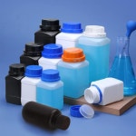 Othmro 250ml/8.45온스 플라스틱 실험실 화학 시약 병 5pcs 40mmx115mm(IDxH) 정사각형 와이드 마우스 액체/고체 보관 용기 밀봉 블랙... 