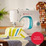 97개의 스티치 리케이션 LED 조명 및 1단계 버튼홀이 있는 SINGER M3300 경량 휴대용 재봉틀 | 수선 재봉에 사용됨 : 도비아울렛
