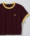 FRED PERRY 프레드페리 크롭 링거 티셔츠 G9163 여성용 반팔 티셔츠 : 바이바이하루