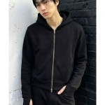 매장정품 UNDEROFF 슬림 크롭 핑거홀 후드 집업 블랙 UR40 144995 : 거팔