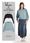 FRED PERRY 프레드페리 티핑 스웨트셔츠 여성용 드롭숄더 크롭티 100% 면 G1148 : 바이바이하루