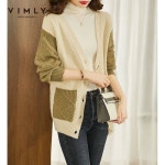 여성 니트티 여자 조끼 가디건 스웨터 Vimly 카디건 겨울 어 패션 긴 소매 니트 코트 의류 Outwear 탑 F9971 : 로얄셀럽10