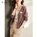 여성 니트티 여자 조끼 가디건 스웨터 여자를위한 VIMLY 가을 겨울 패션 v-목 니트 코트 의류 카디건 Traf F9253 : 로얄셀럽10