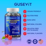 Gusevit 애쉬와간다 구미 1,500mg 비타민D 아연 함유 60개입 : 빌리언상점