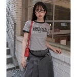 1993STUDIO 레터링 링거 크롭 티셔츠_그레이 185002 : RunPAK