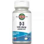 KAL 비타민 D3 5000 IU 소프트젤(125mcg), 활성 형태의 비타민 D, 칼슘 흡수, 뼈 건강, 면역 지원 보충제, 액체 충전 액티브젤, 콩 없이 제조... 