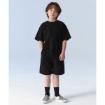 MUSINSA STANDARD KIDS 크링클 오버사이즈 우븐 티셔츠 & 원 턱 와이드 밴딩 쇼츠 셋업 [블랙] 185007 : RunPAK