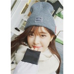 여성 귀여운 자수 해골 고스 비니 니트 모자 겨울 방한 모 롱 군밤장수 밍크 골덴 후드 워머 : 무뎅바오샵