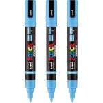 12779648 디자인 마카펜 마커 펜 아트 posca uni 수성 페인트 리버시블 브러시 칩 1.0~4.0mm 라이트 블루 3개 PC-5BR : 신우일공