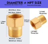 우수 2팩 황동 파이프 피팅 1/2인치 NPT 암컷 X 수컷 감속기 어댑터 연장 커넥터 ( ) 1/2인치에서 : 캐치박스