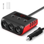 7in1 담배 라이터 분배기 SONRU 3개 소켓 분배기와 4개 고속 충전 USB 포트 120W 12V24V DC 독립 전원 스위치 및 LED 전압 표시장치... 
