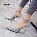 여자 구두 하이힐 Marlisasa 귀여운 지적 발가락 황금 높은 뒤꿈치 신발 레이디 캐주얼 편안한 파티 섹시 웨딩 실버 펌프 G5452 1a : 세컨드샵01