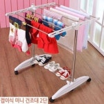 DY 건조대 접이식 2단 B형/빨래/원룸/소형/빨레/베란다/3단/스텐/무타공/수세미/이동식/세탁/6단/Y빨래 : 청아상점