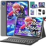 10인치 태블릿 키보드가 있는 2026 안드로이드 15 26GB256GB2TB 확장 제미니 AI가 PC 옥타코어 8000mAh 5G WiFi 와이드바인 L1 GMS... 