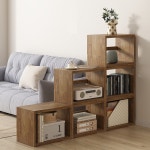 원목 격자형 수납장 2단 책장 거실 파티션 선반 대형 다용도 수납 원목 무도장 80x24x99CM : 한곳상점