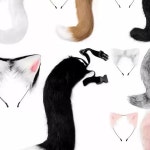 세트 고양이 코스프레 랜덤 컬러 여우 꼬리 단일 D18 : 묭실몽실스토어