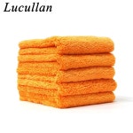 Lucullan 40x40cm 오렌지 슈퍼 두꺼운 플러시 Edgeless 마이크로 화이버 타월 자동차 관리 청소 천 연마 자세히 건조 넝마 1 Orange... 