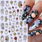 네일배트(nailbat) | 할로윈 고스트 네일 스티커 데칼 6PCS 5D 엠보싱 귀여운 호박 아트 디자인 스파이더 웹 배트 블랙 고양이 DIY 자가 접착 장식 매니큐어...