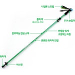 접이식 트레킹 등산스틱 등산지팡이 5단 (130cm 그린) : 만물픽몰