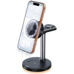 Qi2.2 인증 25W 반도체 쿨러 무선 충전기 3 in 1 충전소 아이스 블록 무음 냉각 팬 iPhone 171615141312 Apple Watch AirPods블랙와... 
