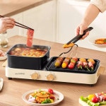 가정용 반반그릴 분할 전기 샤브샤브 쿠커 주방 멀티팟 훠궈 BBQ 고기 냄비 팬 : 마켓앤2