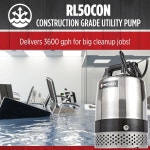 레드 라이온 RL50CON 115볼트 1/2- 3600 GPH 헤비 듀티 스테인리스 스틸 수동 잠수 유틸리티 펌프 20피트 전원 코드 14942722 : 모다베이스